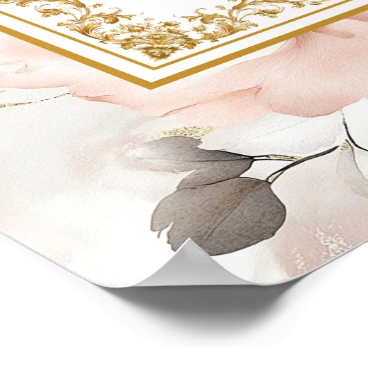 Moderne boho stoffige roze bloemen goud 8x10 teken poster (Hoek)