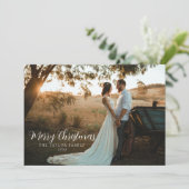 Moderne Boho stylée Carte de Noël Verte pour Coupl (Debout devant)