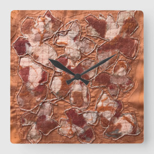 Moderne boho verbrande oranje vlinders borduurwerk vierkante klok