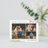 Moderne Boho Vrolijke Kerstmis Fotocollage Briefkaart (Staand voorkant)