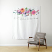 Moderne Boho Waterverf Bloem Fotohokje Achtergrond Wandkleed (In situ)