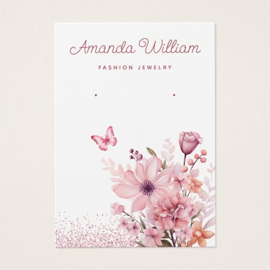 Moderne boho waterverf bloemenoorbel display kaart (Voorkant)