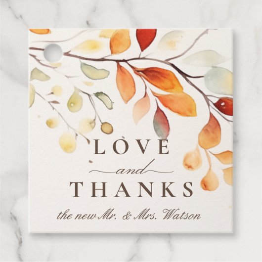 Moderne Boho Waterverf herfstbladeren bruiloft Bedankjes Labels (Voorkant)