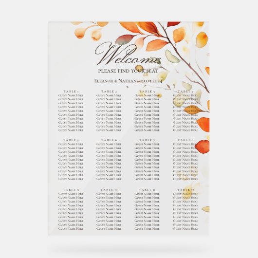 Moderne Boho Waterverf herfstbladeren zitgrafiek Acryl Bord (Voorkant)