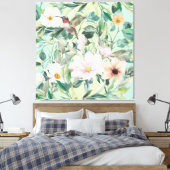 Moderne Boho Waterverf Wildflower Canvas Afdruk (Insitu (Slaapkamer))