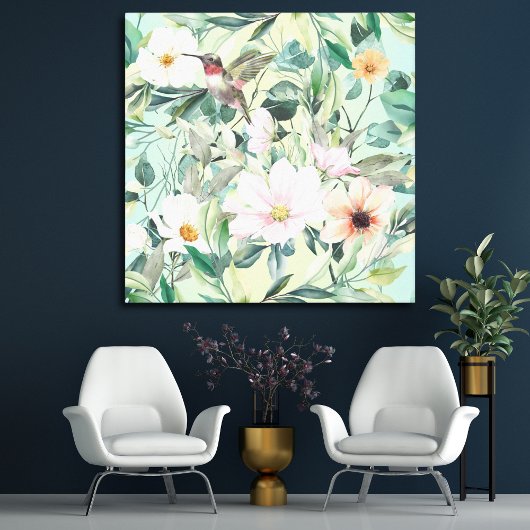 Moderne Boho Waterverf Wildflower Canvas Afdruk