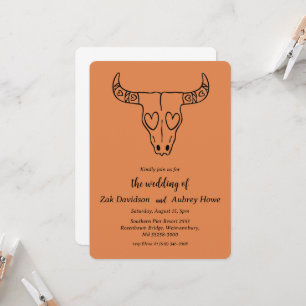 Moderne boho westerne huwelijksuitnodigingen kaart