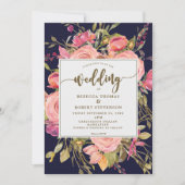 Moderne Boho Wild Flower bruiloft uitnodiging mari (Voorkant)