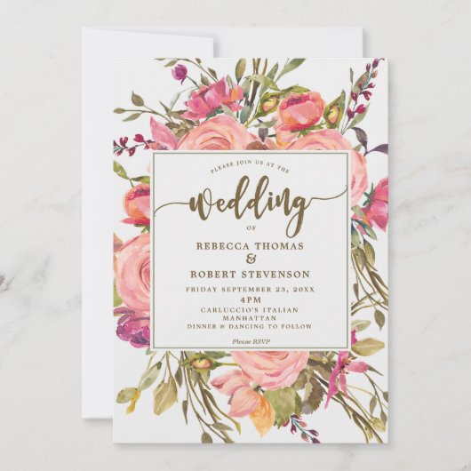 Moderne Boho Wild Flower Wedding Uitnodiging Grijs (Voorkant)