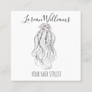 Moderne Boho Wilde Bloem Bruids Haarstylist Bloeme Vierkante Visitekaartje