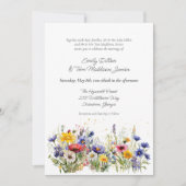 Moderne Boho Wilde Bloem QR Code Trouwen Kaart (Voorkant)