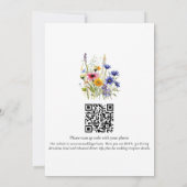 Moderne Boho Wilde Bloem QR Code Trouwen Kaart (Achterkant)