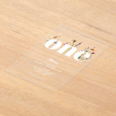 Moderne Boho Wildflower 1e Verjaardag Acryl Uitnodigingen (Laagn)