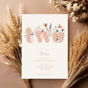 Moderne Boho Wildflower 2e Verjaardag Kaart