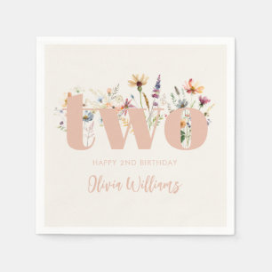 Moderne Boho Wildflower 2e Verjaardag Servet