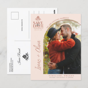 Moderne Boho Wildflower Arch foto Bewaar de datum Briefkaart
