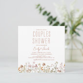 Moderne Boho Wildflower Couples Douche Elegant Kaart (Staand voorkant)