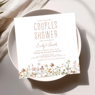 Moderne Boho Wildflower Couples Douche Elegant Kaart