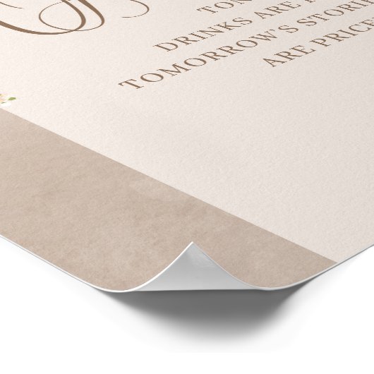 Moderne Boho Wildflower Ivory Arch Open Bar Poster