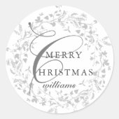Moderne Boho Wildflower krans Kerstmis Ronde Sticker (Voorkant)