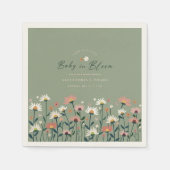 Moderne Boho Wildflower Sage Baby in Bloomdouche Servet (Voorkant)