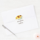 Moderne Boho Zonnebloem Zomer Tuin Bruiloft Ronde Sticker (Envelop)