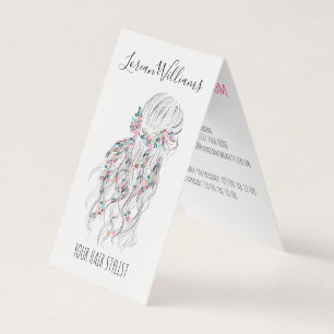 Moderne Boho Zwarte Witte Golvende Haardracht Bloe Visitekaartjes