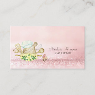 Moderne Bokeh-aquarel Cupcake Bakkerij Gereedschap Visitekaartje