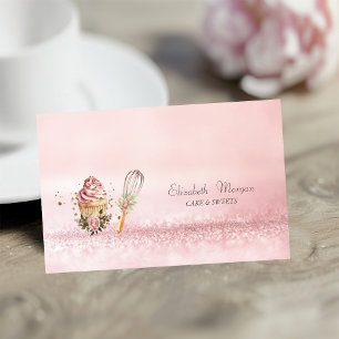 Moderne Bokeh-aquarel Cupcake deegroller Visitekaartje
