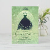 Moderne bokeh groene vlinder jurk tiara Quince Kaart (Staand voorkant)