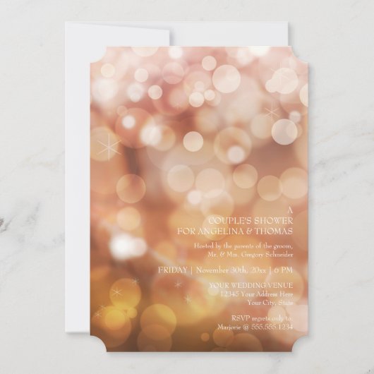 Moderne Bokeh Sparkle Twinkle Couples Douche Party Kaart (Voorkant)