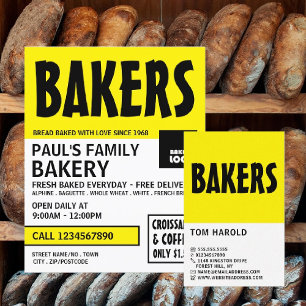 Moderne bold, bakkerijen, bakkerijwinkel visitekaartje