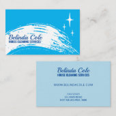 Moderne Bold Blue Cleaning Swipe Visitekaartje (Voorkant / Achterkant)