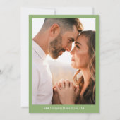 Moderne Bold Green Bow foto bruiloft Save The Date (Achterkant)