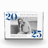 Moderne Bold Klasse van 2025 Blauw Afstuderen Fotoblokken (Voorkant)