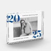 Moderne Bold Klasse van 2025 Blauw Afstuderen Fotoblokken (Links)