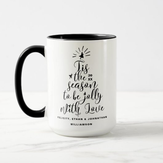 Moderne Bold Script Typografie Kerstboom Mok (Links)