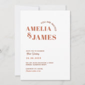 moderne Bold Wavy funky Terracotta Bruiloft Kaart (Voorkant)