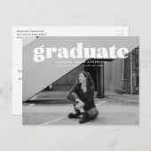 Moderne Bold White Overlay Photo Graduparty Briefkaart (Voorkant / Achterkant)