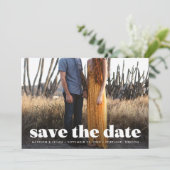 Moderne Bold White Typography Overlay Foto Save The Date (Staand voorkant)