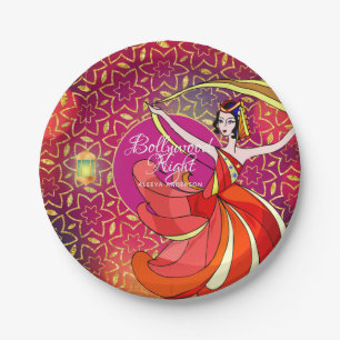 Moderne Bollywood-feestdanser Roze op Maat Papieren Bordje