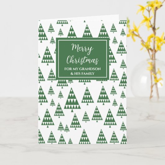 Moderne bomen Kleinzoon & familie Vrolijk Kerstfee Kaart (Gele Bloem)