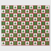 Moderne bomen Merry-kerstmonogram Cadeaupapier (Vlak)