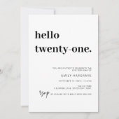 Moderne Bonjour 21e anniversaire fêté Invitation (Devant)