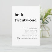 Moderne Bonjour 21e anniversaire fêté Invitation (Debout devant)