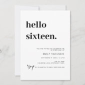 Moderne Bonjour Seize Anniversaire Fête Invitation (Devant)