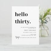 Moderne Bonjour Trente 30 Anniversaire Invitation (Debout devant)