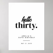 Moderne Bonjour Trente 30e Affiche de bienvenue d' (Devant)