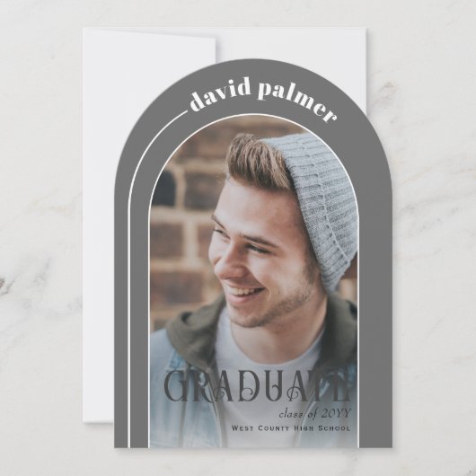 Moderne boog AFSTUDEREN grijs afstuderen foto Kaart (Voorkant)