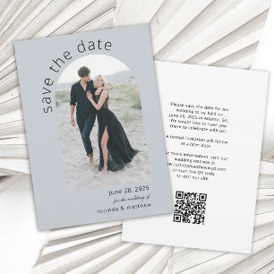 Moderne boog Bewaar de datum met foto en QR-code Save The Date